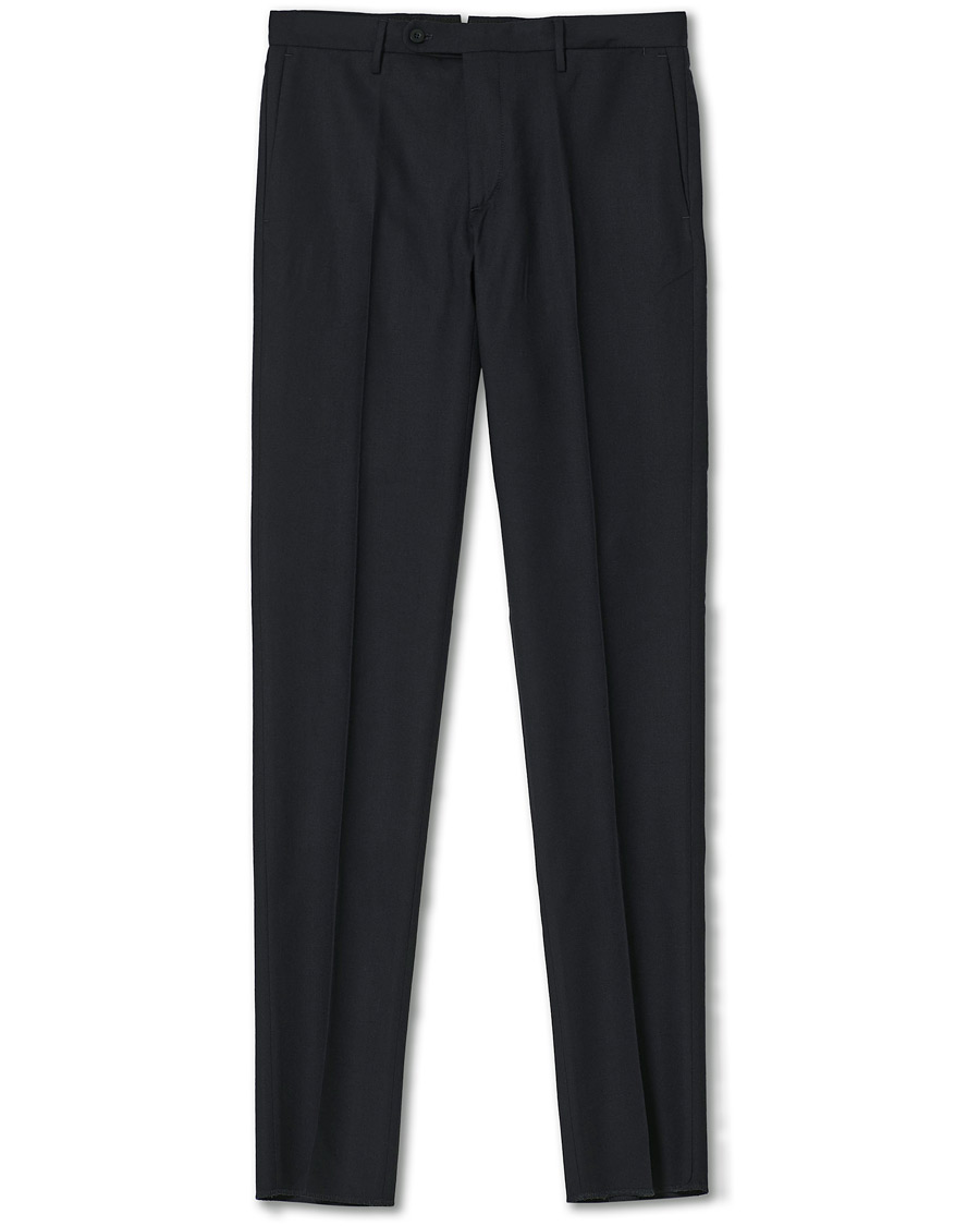 Herre | Bukser | Incotex | Slim Fit Washable Flannel Trousers Navy
