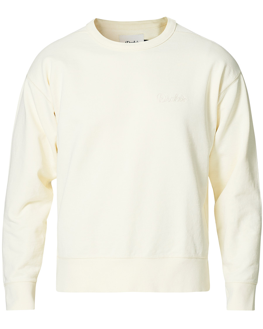 Herre | Trøjer | Drake's | Chain Stitched Cotton Sweatshirt Off White