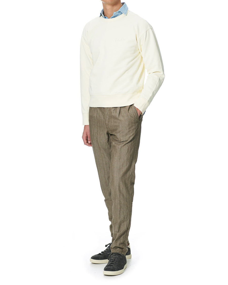 Herre | Trøjer | Drake's | Chain Stitched Cotton Sweatshirt Off White