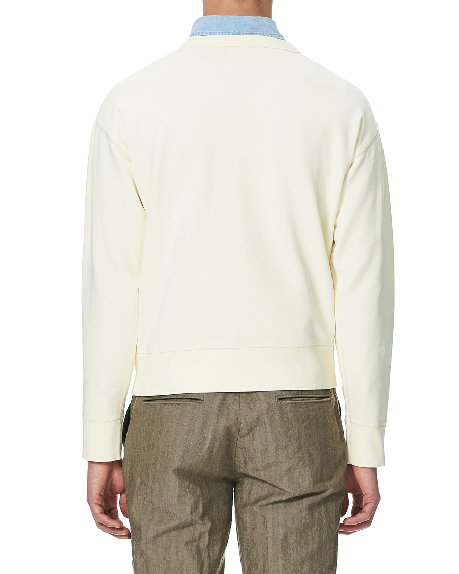 Herre | Trøjer | Drake's | Chain Stitched Cotton Sweatshirt Off White