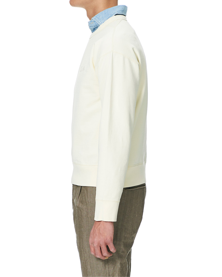 Herre | Trøjer | Drake's | Chain Stitched Cotton Sweatshirt Off White
