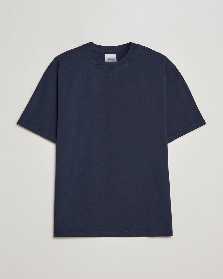 Herre | T-Shirts | Drake's | Short Sleeve Hiking T-Shirt Navy