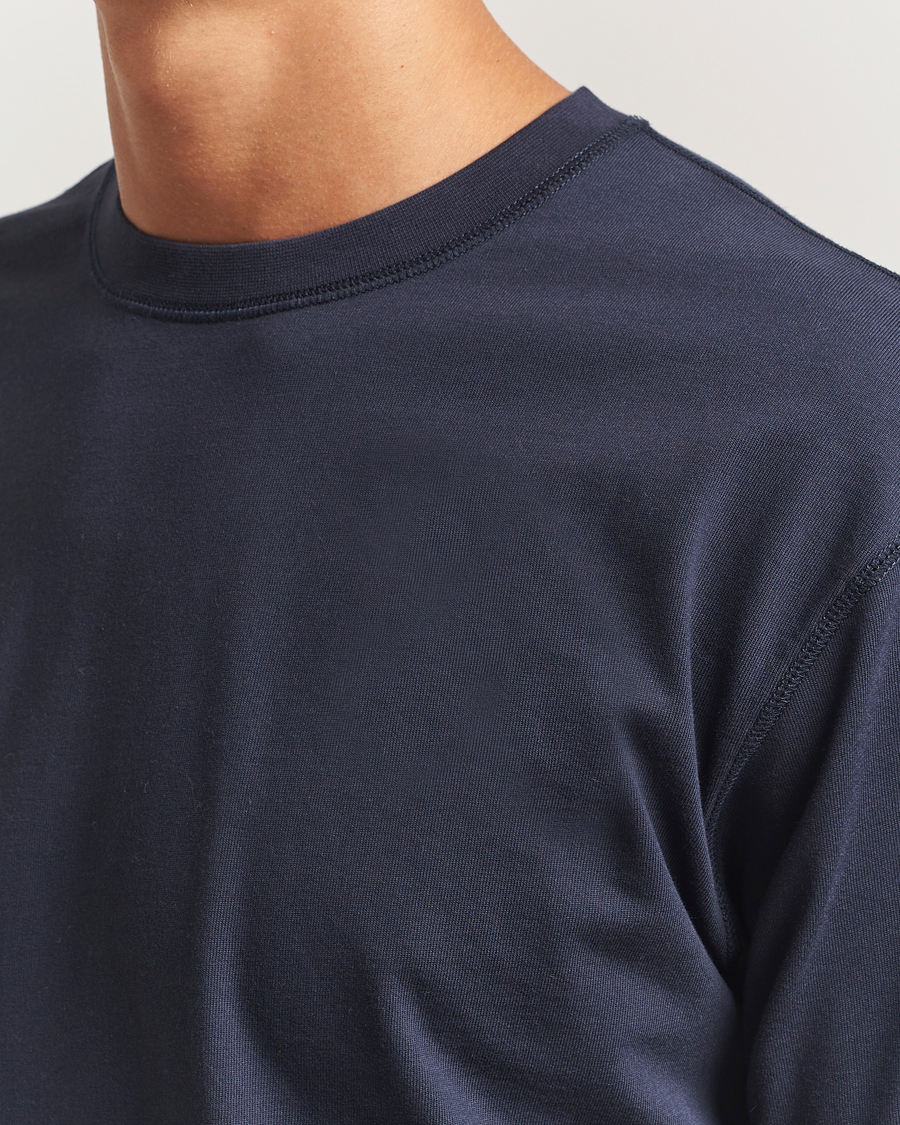 Herre | T-Shirts | Drake's | Short Sleeve Hiking T-Shirt Navy