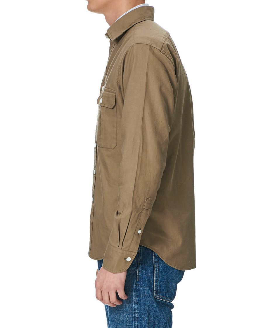 Herre | Skjorter | Drake's | Two Pocket Cotton Work Shirt Khaki
