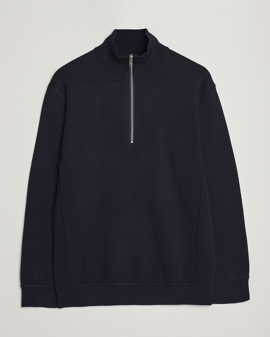 Herre | Trøjer | NN07 | Luis Cotton/Modal Half Zip Sweater Navy Blue