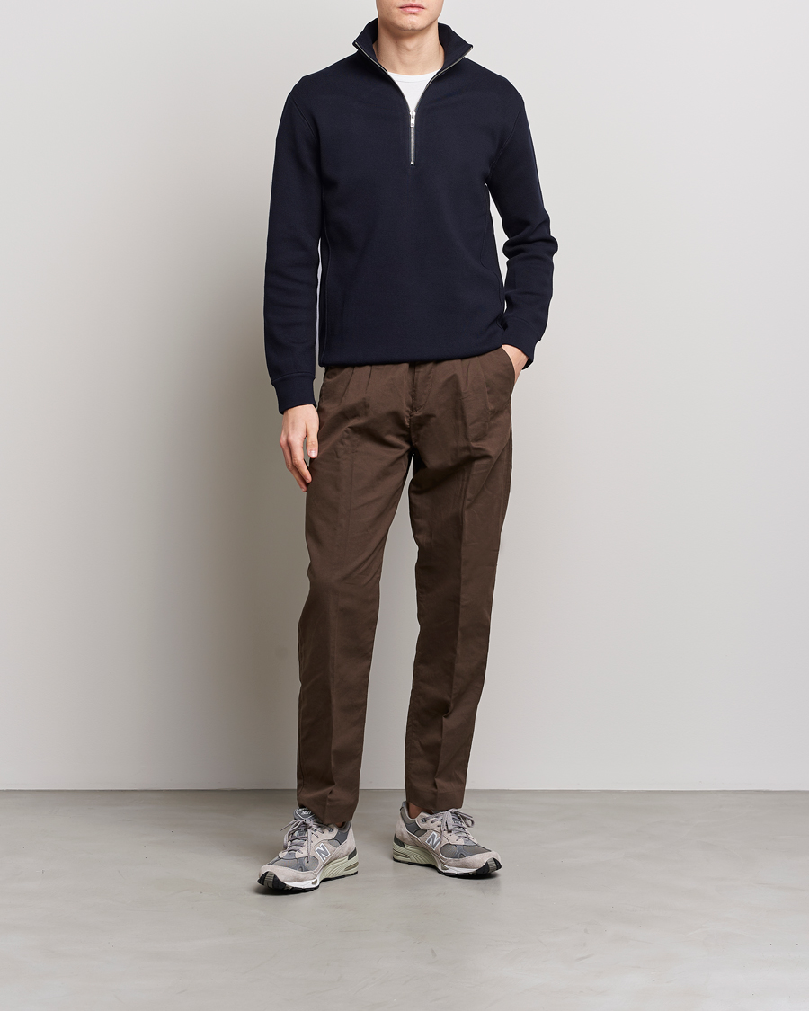 Herre | Trøjer | NN07 | Luis Cotton/Modal Half Zip Sweater Navy Blue