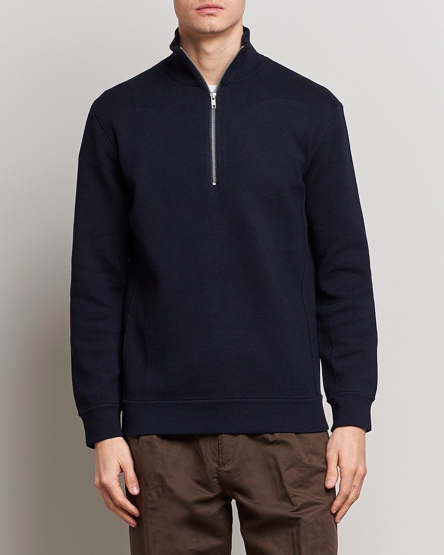 Herre | Trøjer | NN07 | Luis Cotton/Modal Half Zip Sweater Navy Blue