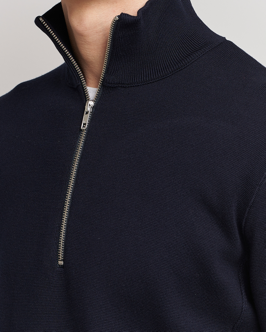 Herre | Trøjer | NN07 | Luis Cotton/Modal Half Zip Sweater Navy Blue