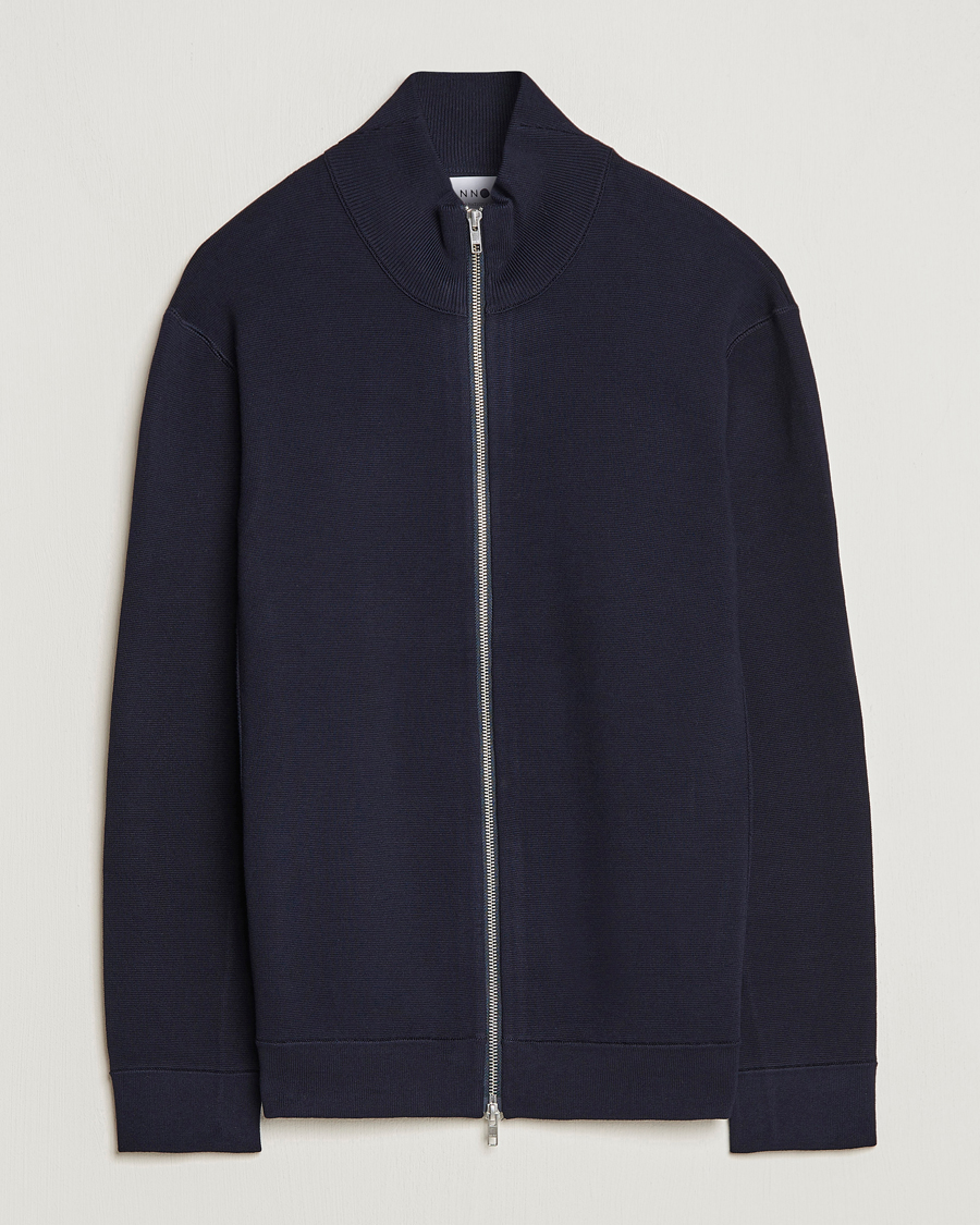 Herre | Trøjer | NN07 | Luis Cotton/Modal Full Zip Sweater Navy Blue