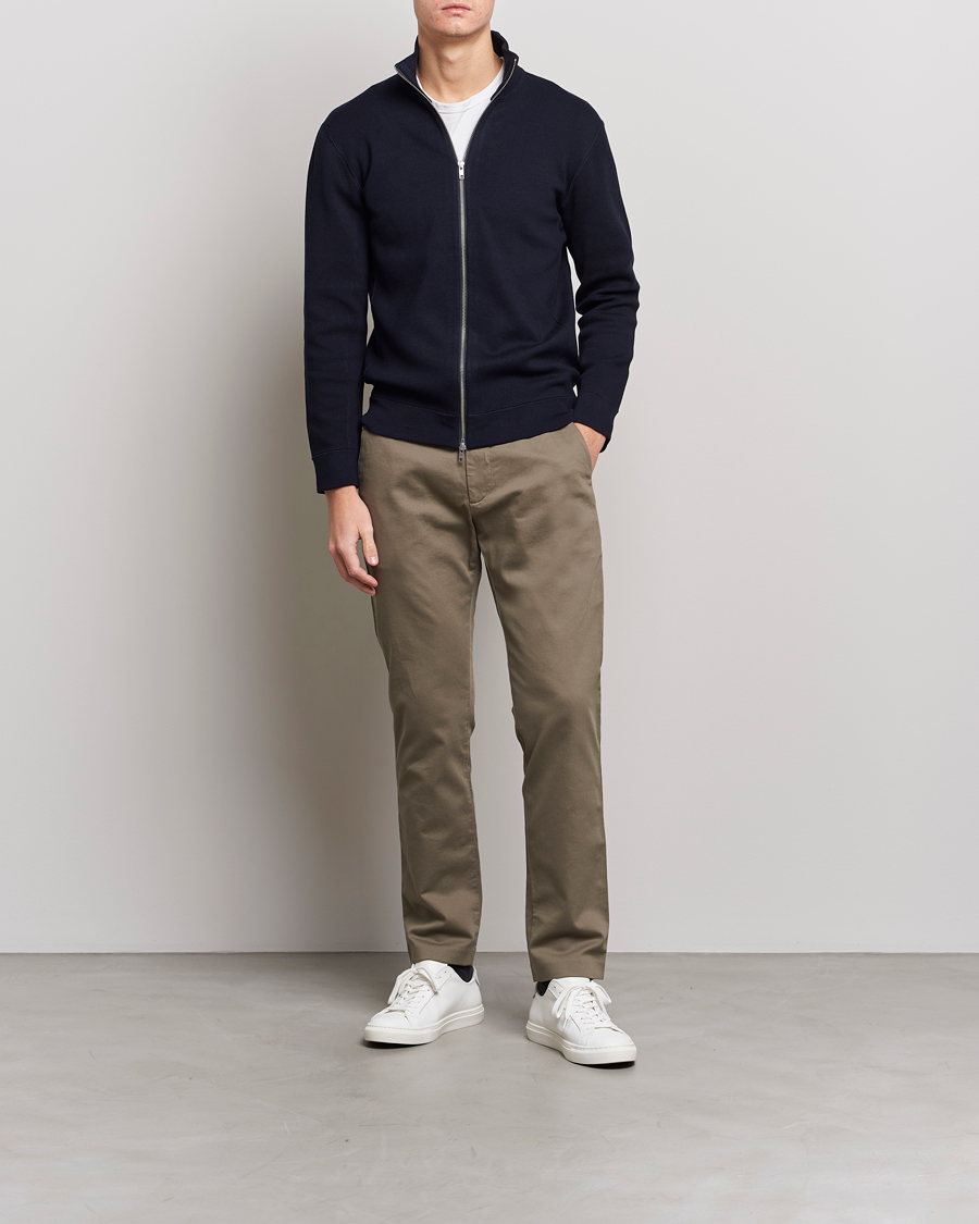 Herre | Trøjer | NN07 | Luis Cotton/Modal Full Zip Sweater Navy Blue