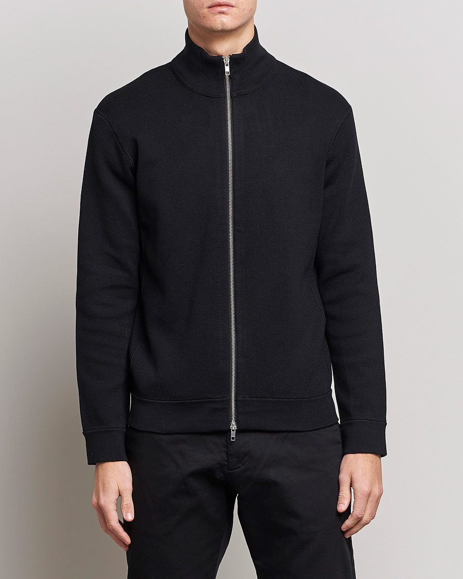 Herre | Trøjer | NN07 | Luis Knitted Full-Zip Sweater Black