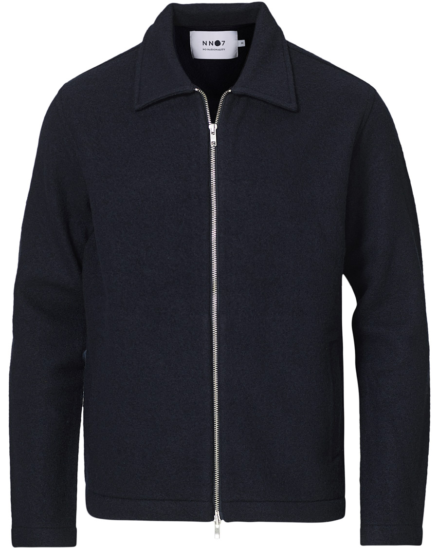 Herre | Trøjer | NN07 | Ivan Boiled Wool Full Zip Navy Blue