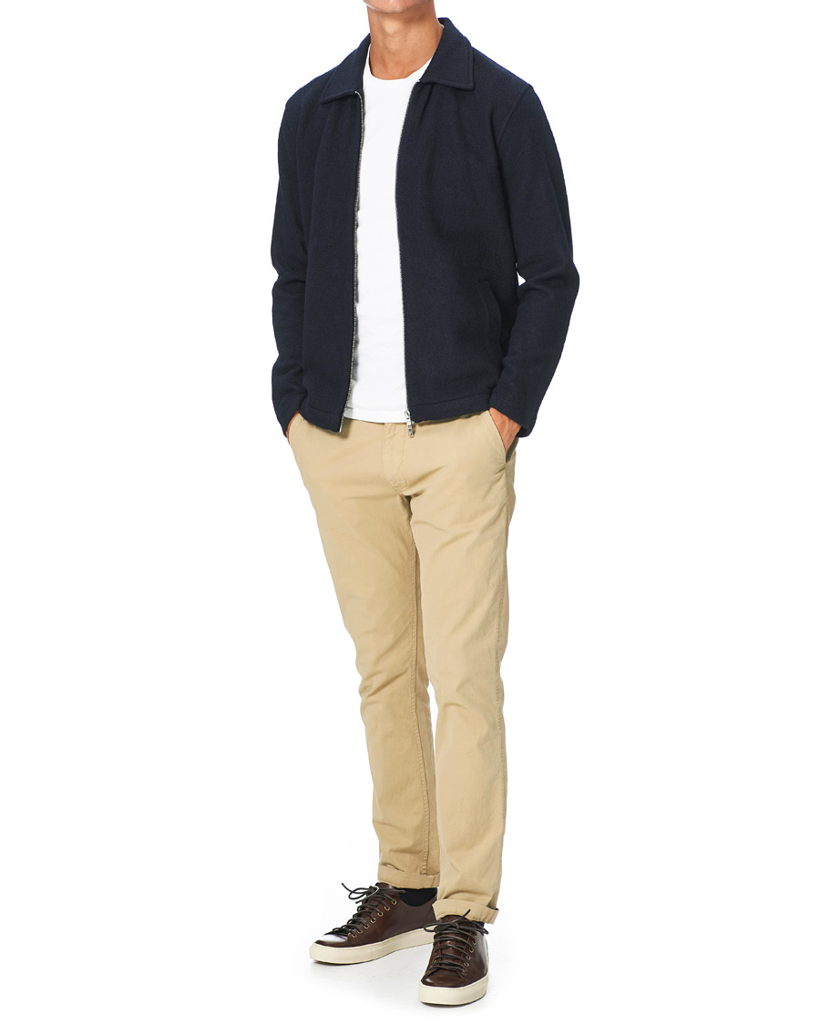 Herre | Trøjer | NN07 | Ivan Boiled Wool Full Zip Navy Blue