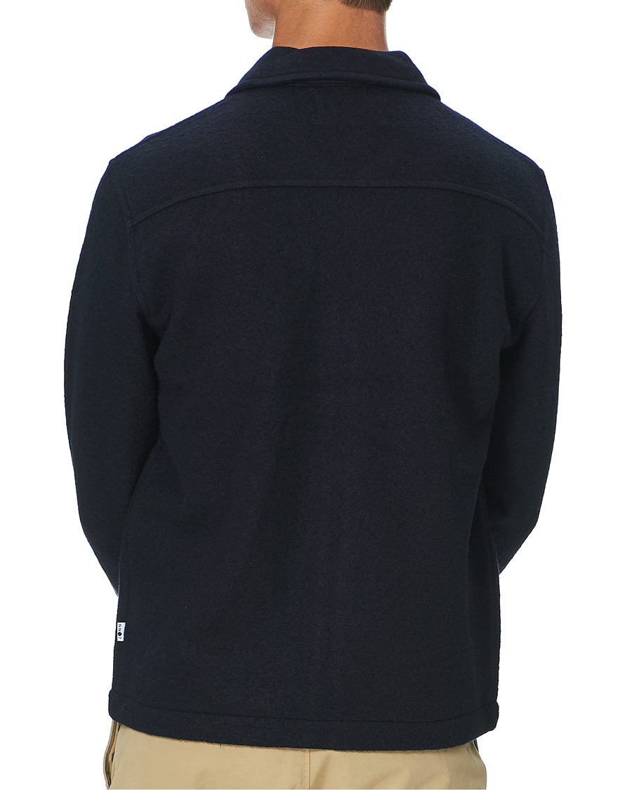 Herre | Trøjer | NN07 | Ivan Boiled Wool Full Zip Navy Blue