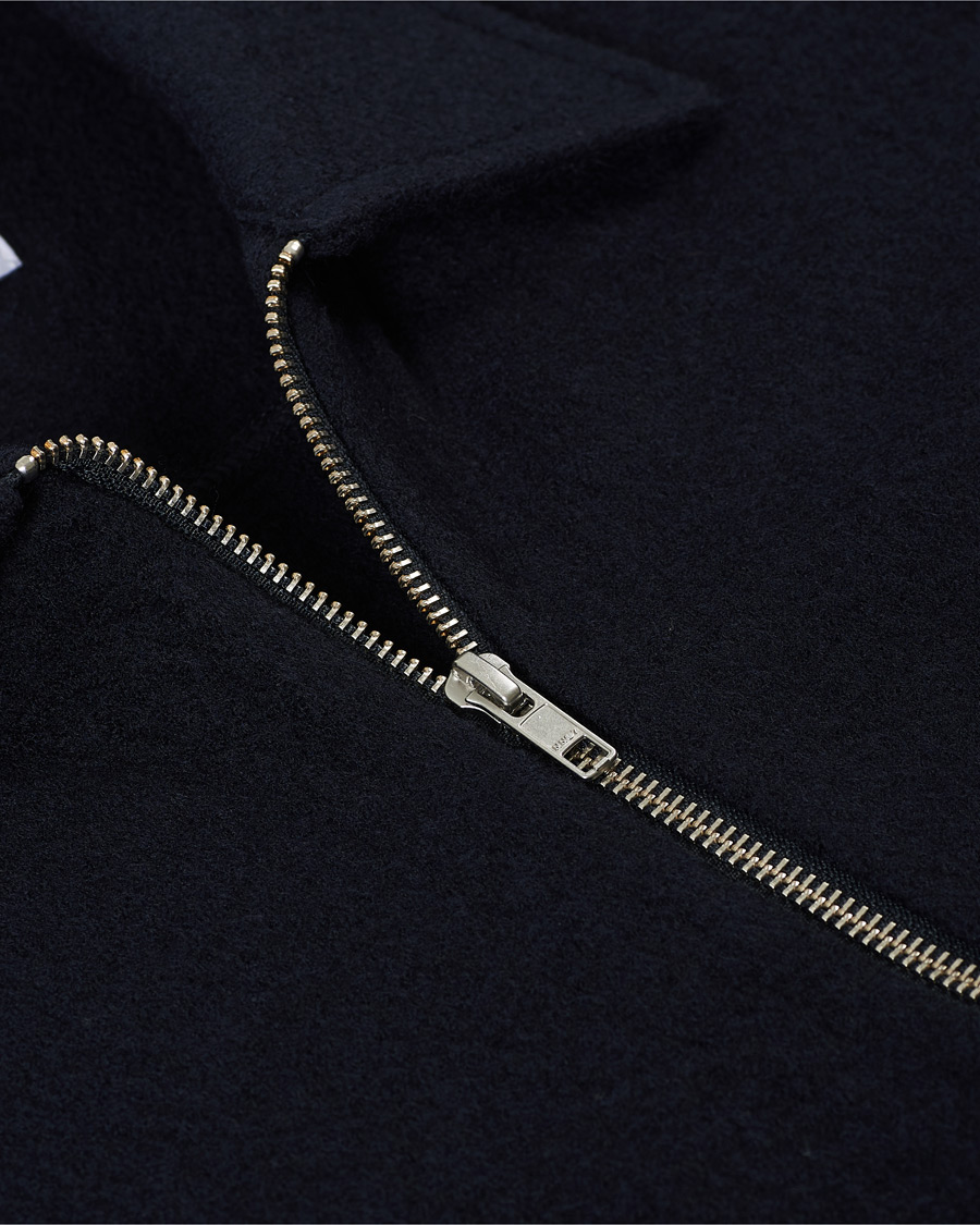 Herre | Trøjer | NN07 | Ivan Boiled Wool Full Zip Navy Blue