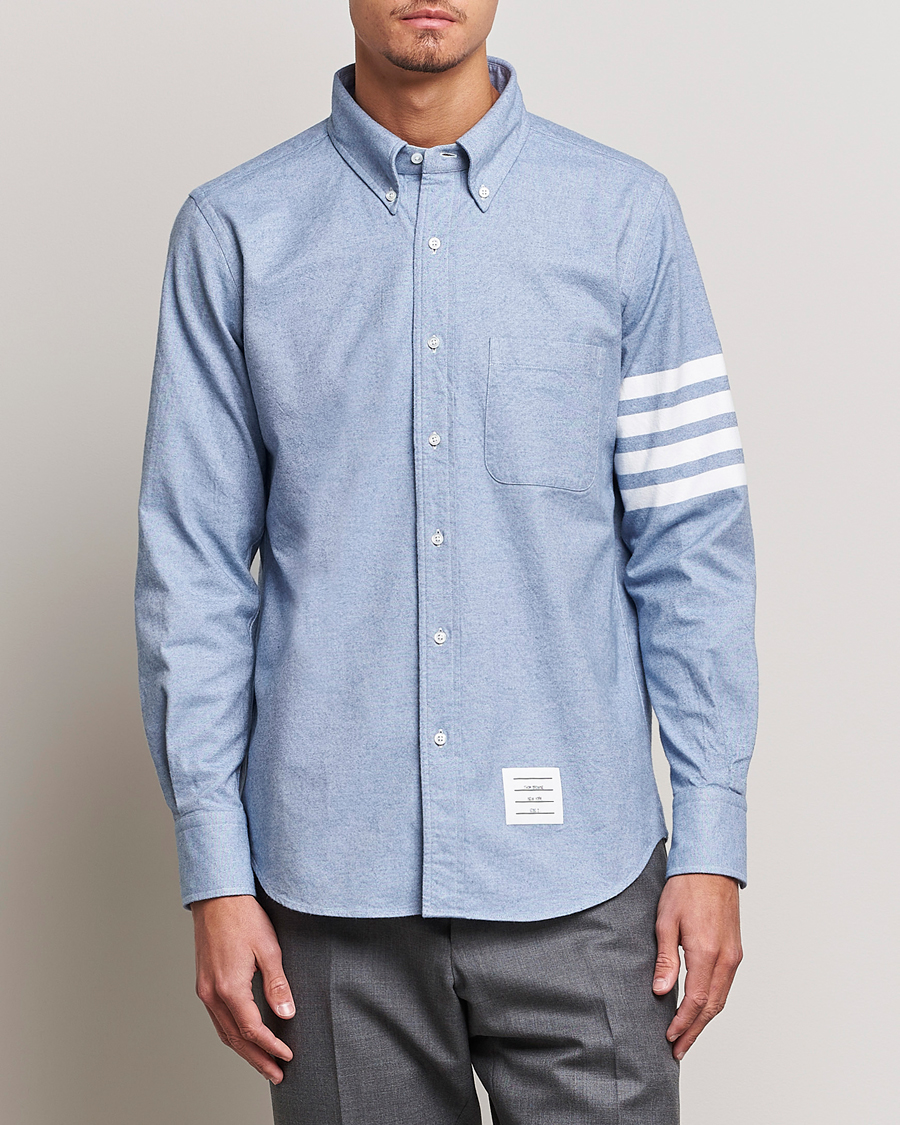 Herre | Flannelskjorter | Thom Browne | 4 Bar Flannel Shirt Light Blue