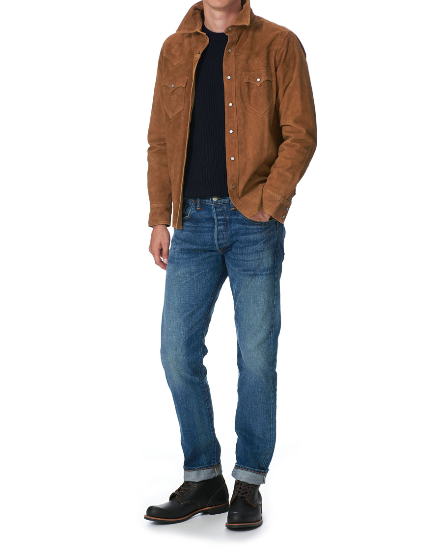 Herre | Jakker | RRL | Lulworth Lined Leather Shirt Jacket Tan