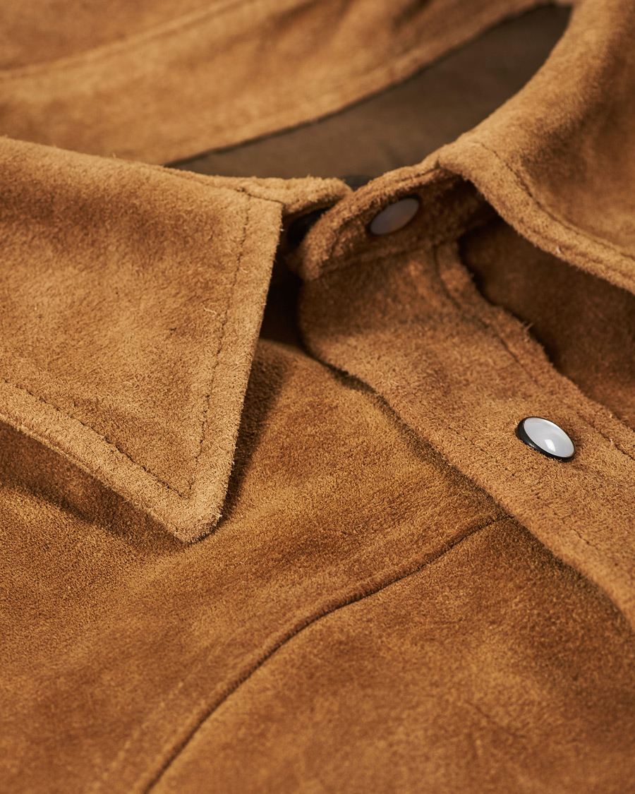 Herre | Jakker | RRL | Lulworth Lined Leather Shirt Jacket Tan