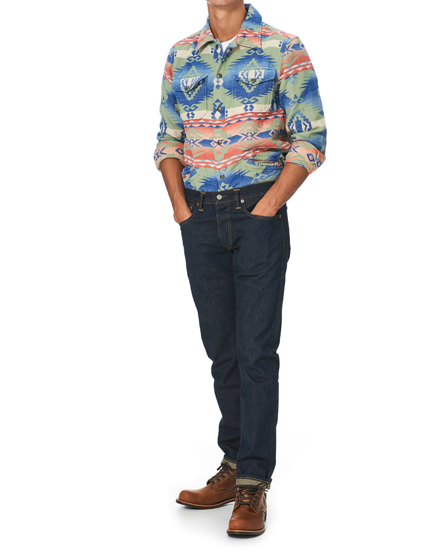 Herre | Skjorter | RRL | Brown Bear Shirt Jacket Sage/Blue