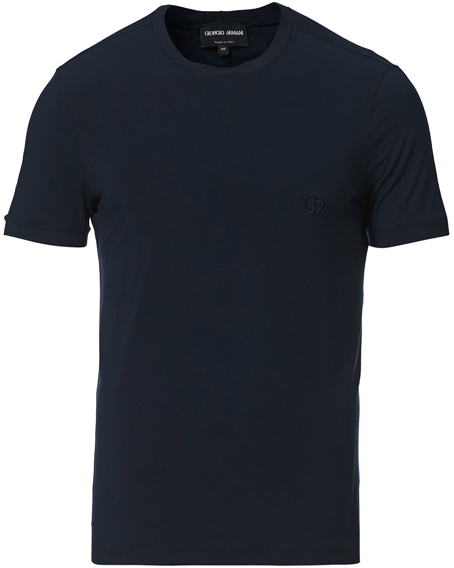 Herre | T-Shirts | Giorgio Armani | Embroidered Logo T-Shirt Navy