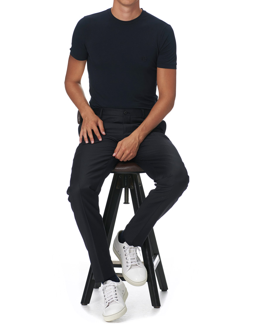 Herre | T-Shirts | Giorgio Armani | Embroidered Logo T-Shirt Navy