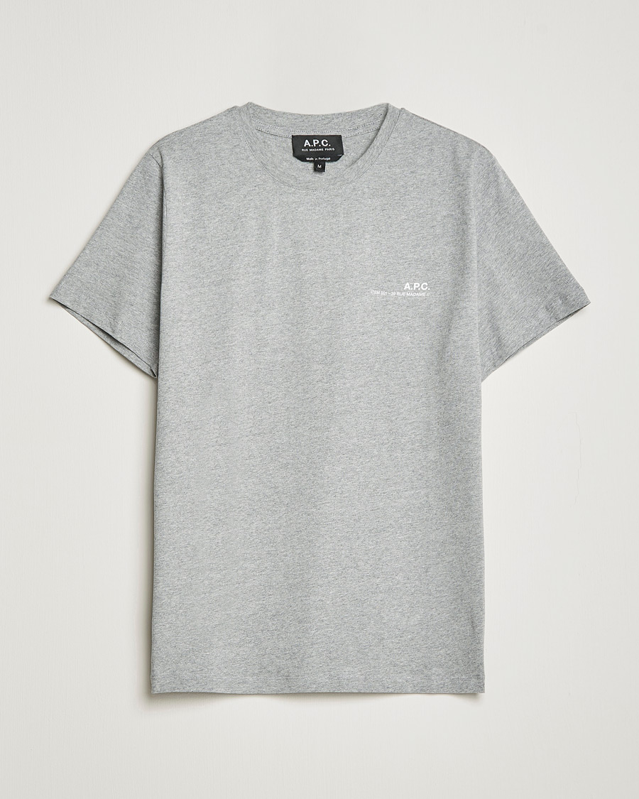 Herre | Kortærmede t-shirts | A.P.C. | Item Short Sleeve T-Shirt Heather Grey