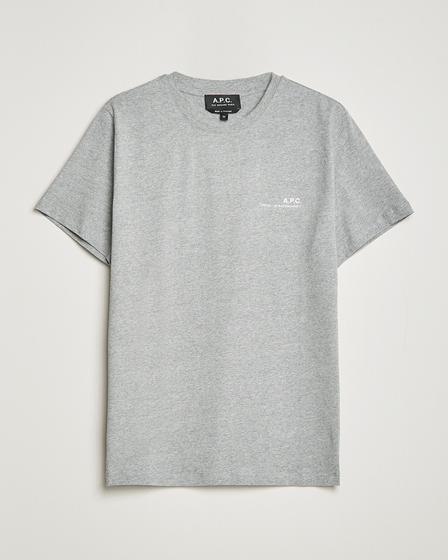Herre | T-Shirts | A.P.C. | Item Short Sleeve T-Shirt Heather Grey