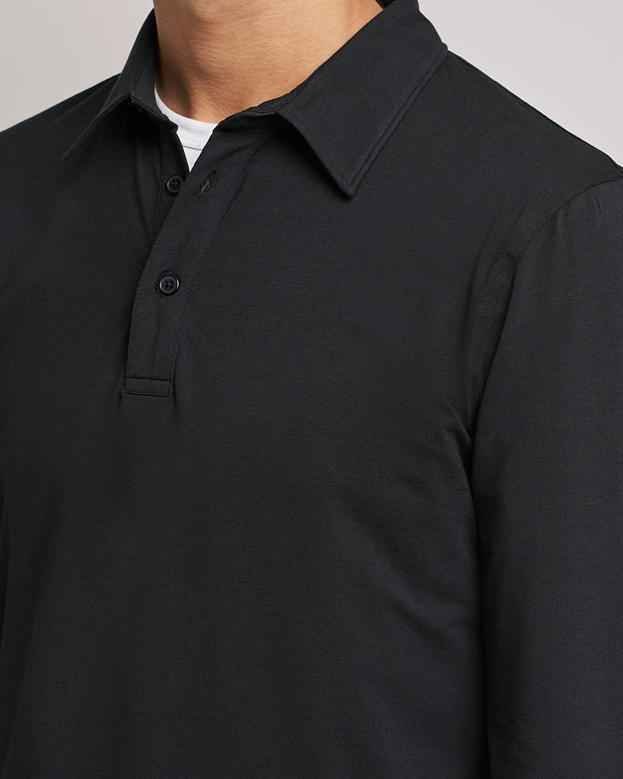 Herre | Trøjer | Bread & Boxers | Long Sleeve Jersey Polo Black