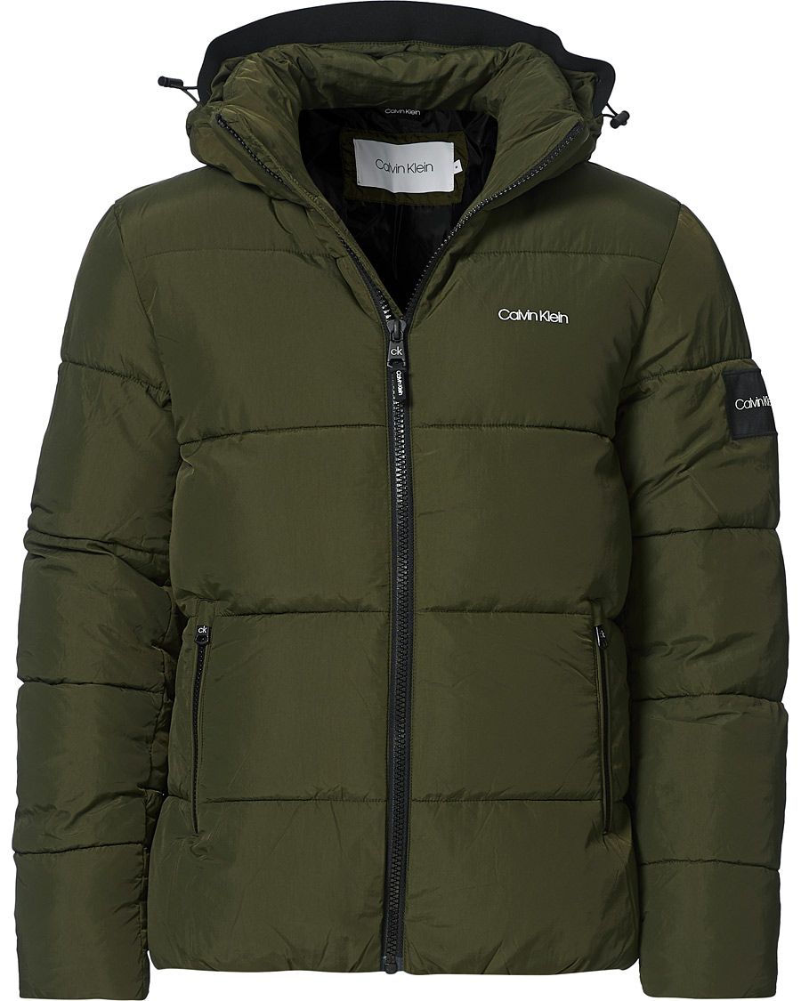 Herre | Jakker | Calvin Klein | Crinkle Nylon Puffer Jacket Dark Olive