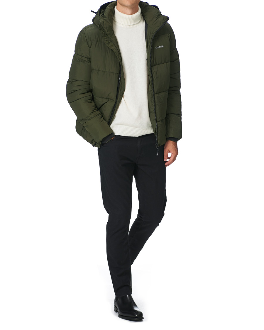 Herre | Jakker | Calvin Klein | Crinkle Nylon Puffer Jacket Dark Olive
