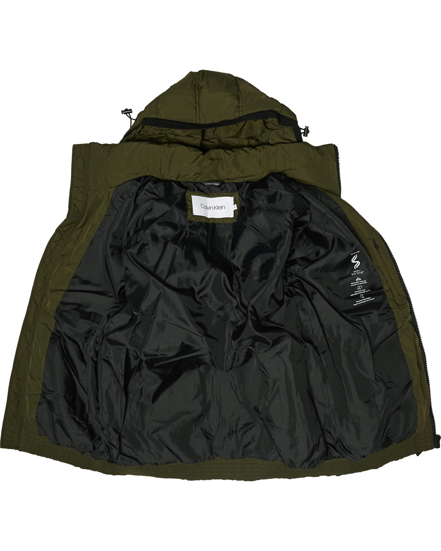 Herre | Jakker | Calvin Klein | Crinkle Nylon Puffer Jacket Dark Olive