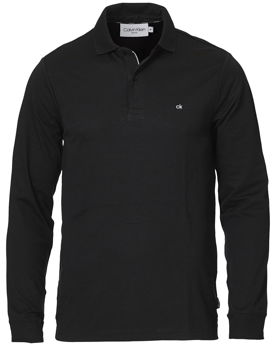 Herre | Trøjer | Calvin Klein | Slim Fit Liquid Touch Long Sleeve Polo Black