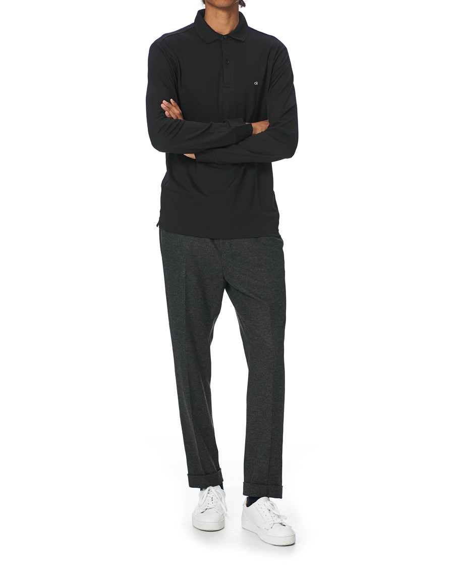 Herre | Trøjer | Calvin Klein | Slim Fit Liquid Touch Long Sleeve Polo Black