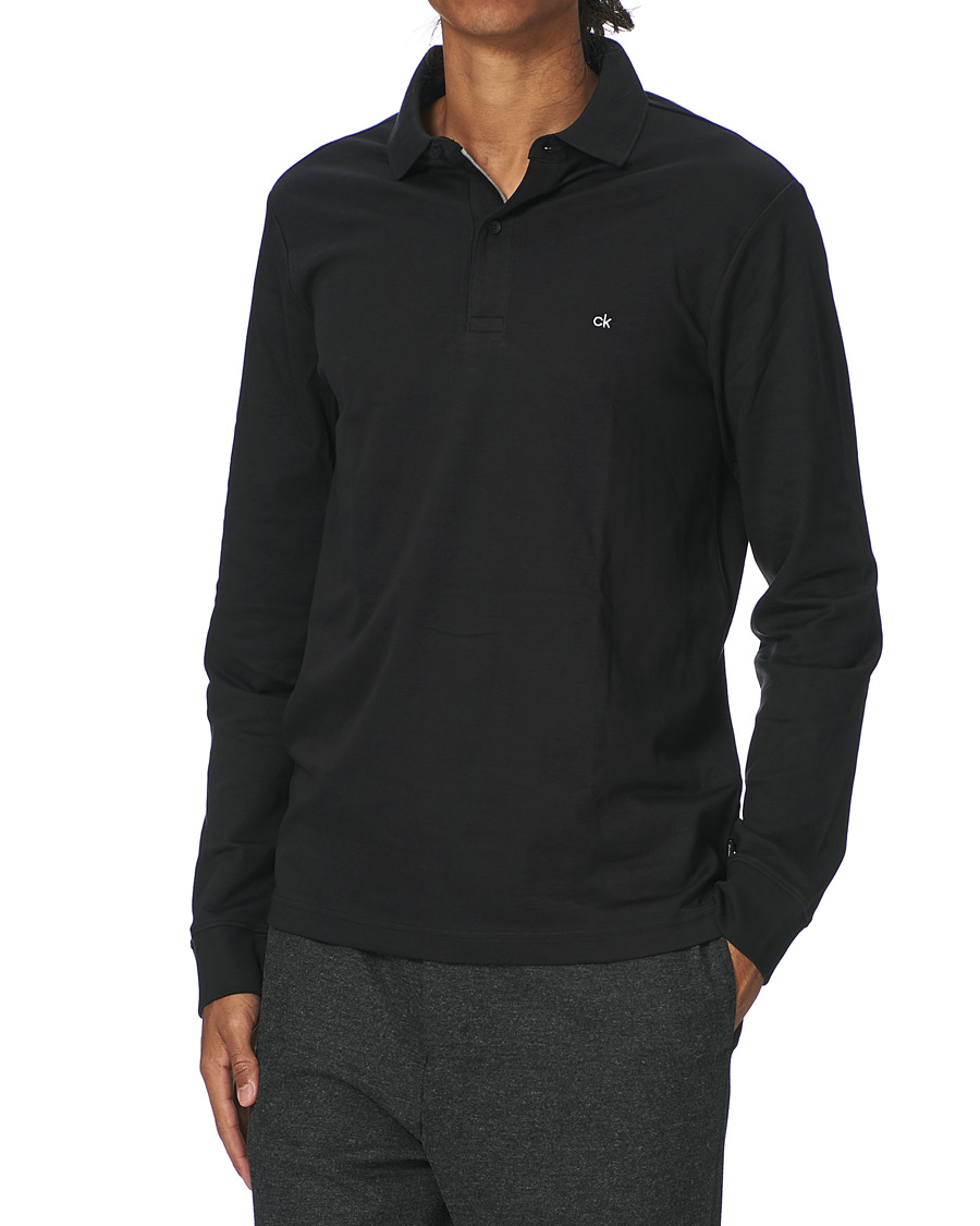 Herre | Trøjer | Calvin Klein | Slim Fit Liquid Touch Long Sleeve Polo Black