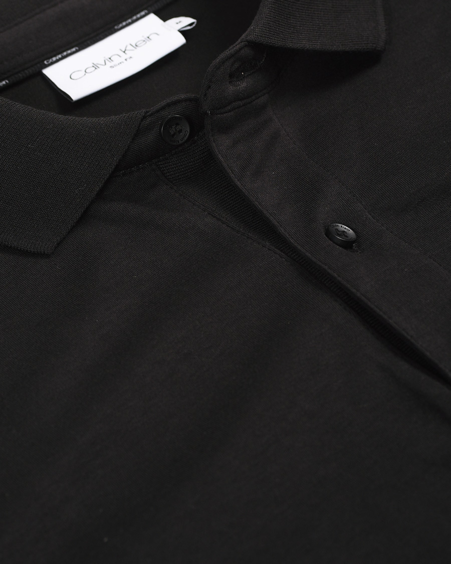 Herre | Trøjer | Calvin Klein | Slim Fit Liquid Touch Long Sleeve Polo Black