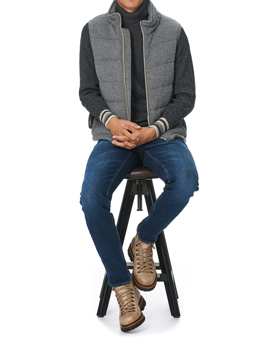 Herre | Jakker | Brunello Cucinelli | English Rib Cashmere Down Gilet Grey Melange