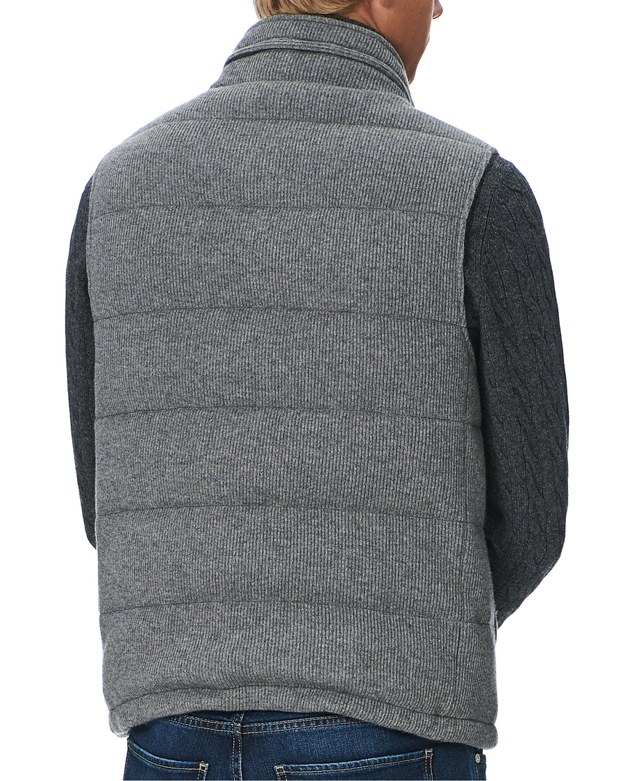 Herre | Jakker | Brunello Cucinelli | English Rib Cashmere Down Gilet Grey Melange