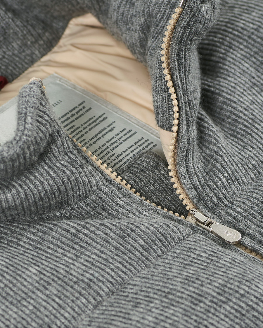 Herre | Jakker | Brunello Cucinelli | English Rib Cashmere Down Gilet Grey Melange