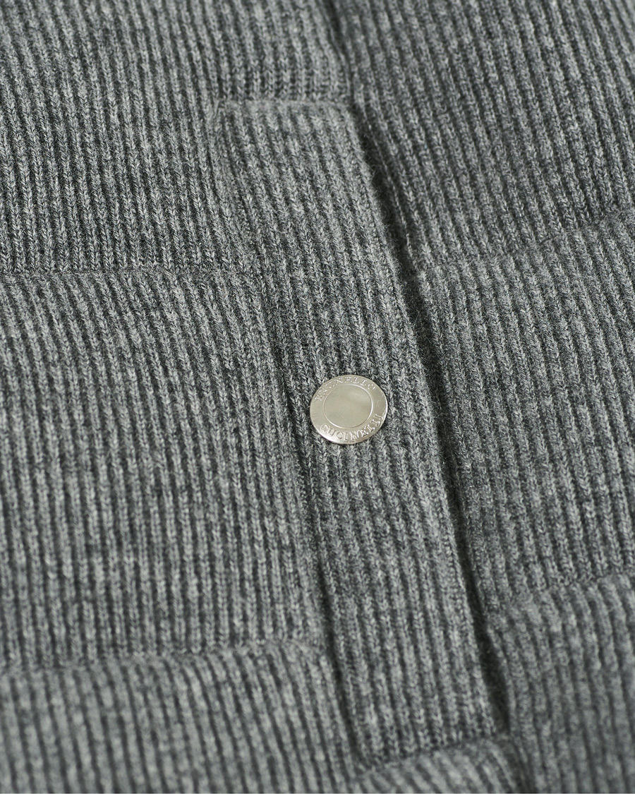 Herre | Jakker | Brunello Cucinelli | English Rib Cashmere Down Gilet Grey Melange