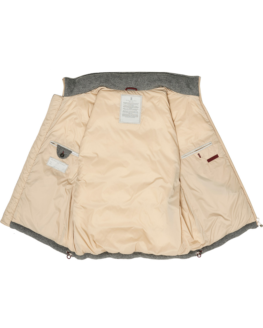 Herre | Jakker | Brunello Cucinelli | English Rib Cashmere Down Gilet Grey Melange