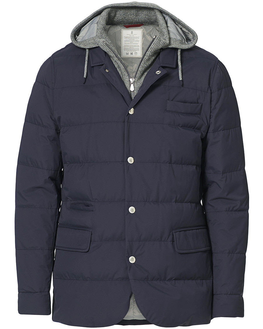 Herre | Jakker | Brunello Cucinelli | Cashmere Lined Hooded Jacket Navy