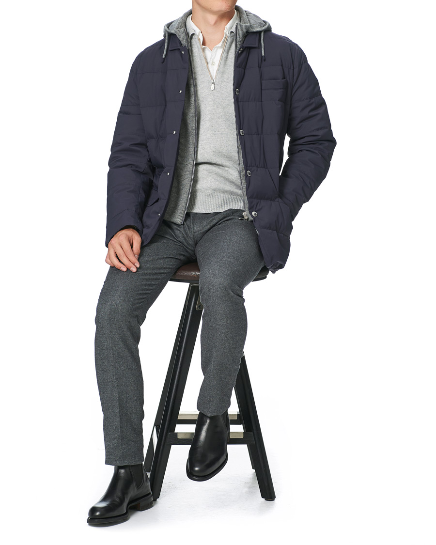 Herre | Jakker | Brunello Cucinelli | Cashmere Lined Hooded Jacket Navy