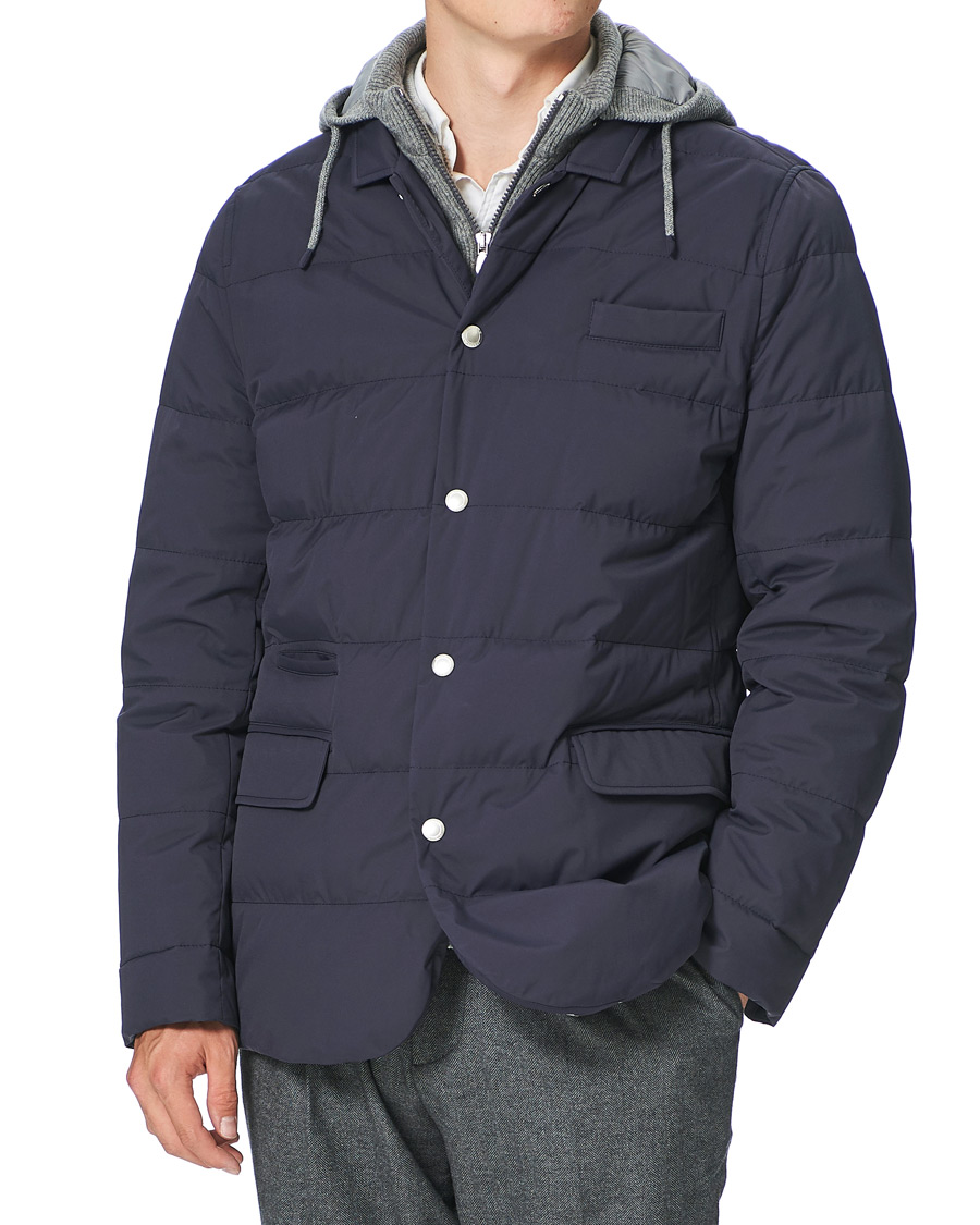 Herre | Jakker | Brunello Cucinelli | Cashmere Lined Hooded Jacket Navy