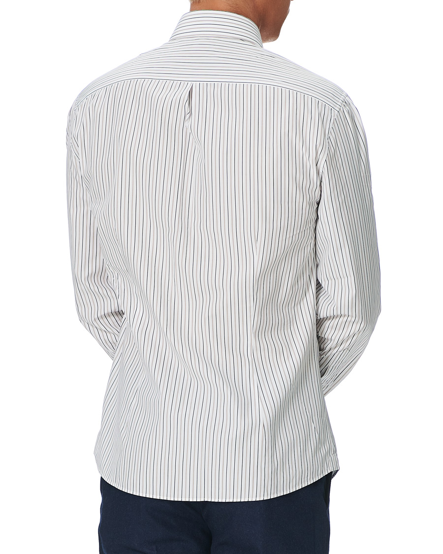 Herre | Skjorter | Brunello Cucinelli | Slim Fit Striped Cotton Shirt White/Beige