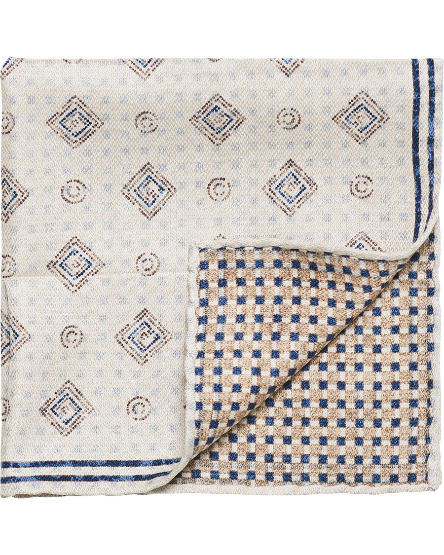 Herre | Brunello Cucinelli Micro Pattern Silk Pocket Square Beige | Brunello Cucinelli | Micro Pattern Silk Pocket Square Beige