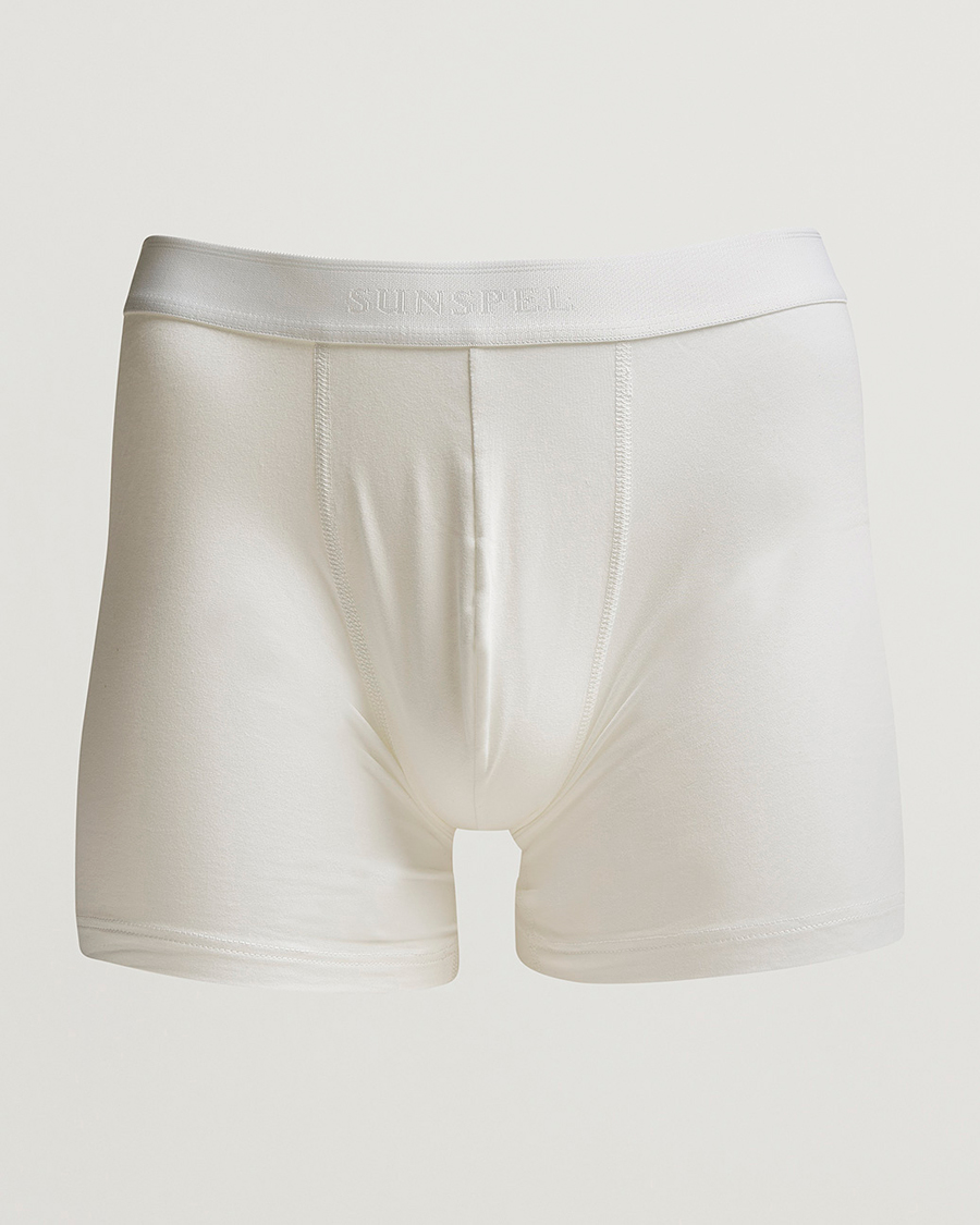 Herre | Undertøj | Sunspel | Long Leg Cotton Stretch Trunk White