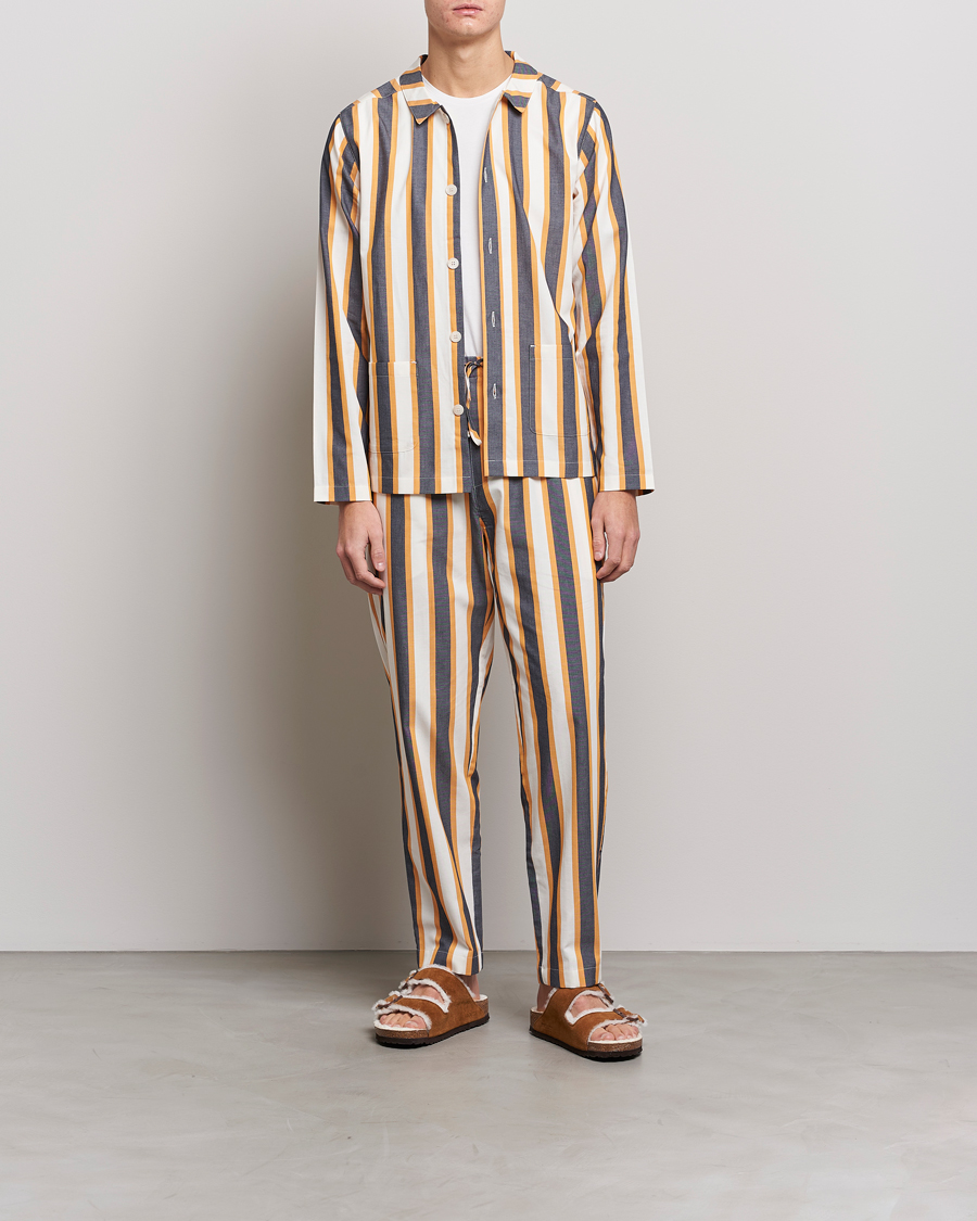 Herre | Pyjamas & Morgenkåber | Nufferton | Uno Triple Striped Pyjama Set Yellow/Blue