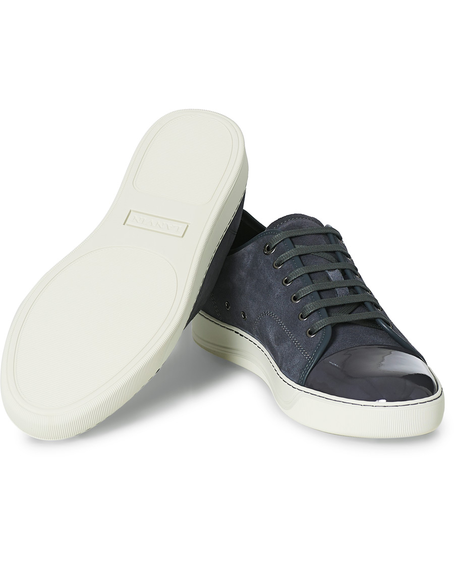 Herre | Lanvin Patent Cap Toe Sneaker Slate Grey | Lanvin | Patent Cap Toe Sneaker Slate Grey