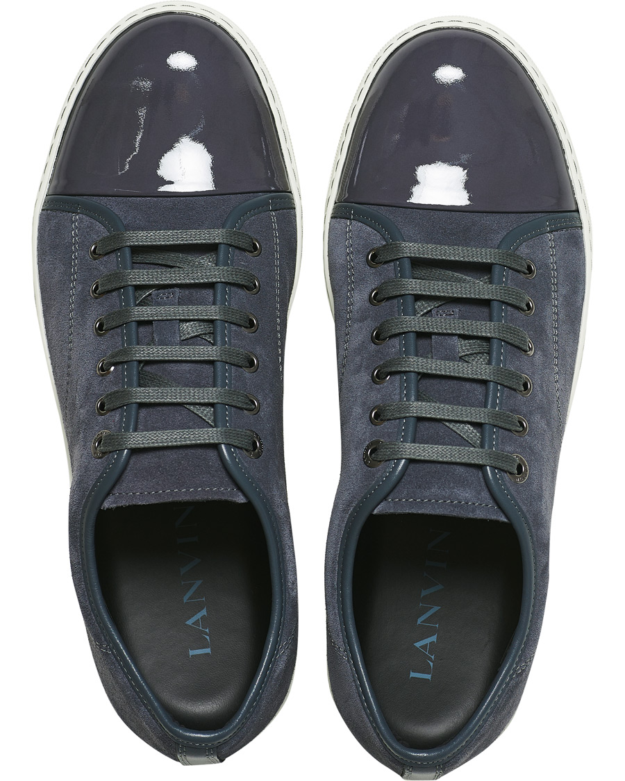 Herre | Lanvin Patent Cap Toe Sneaker Slate Grey | Lanvin | Patent Cap Toe Sneaker Slate Grey