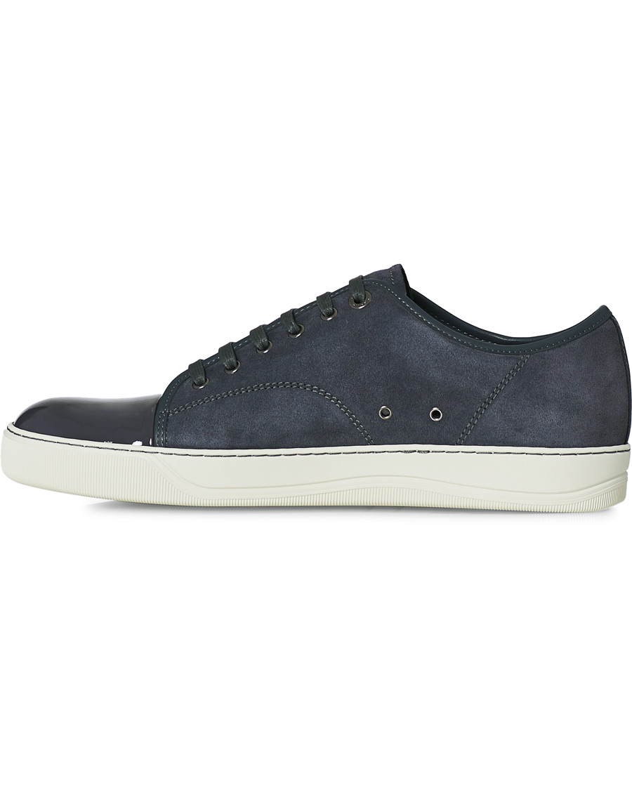 Herre | Lanvin Patent Cap Toe Sneaker Slate Grey | Lanvin | Patent Cap Toe Sneaker Slate Grey